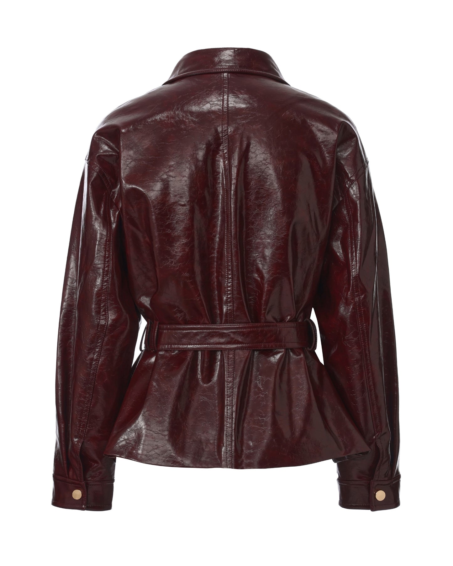 Red leather jacket on a white background