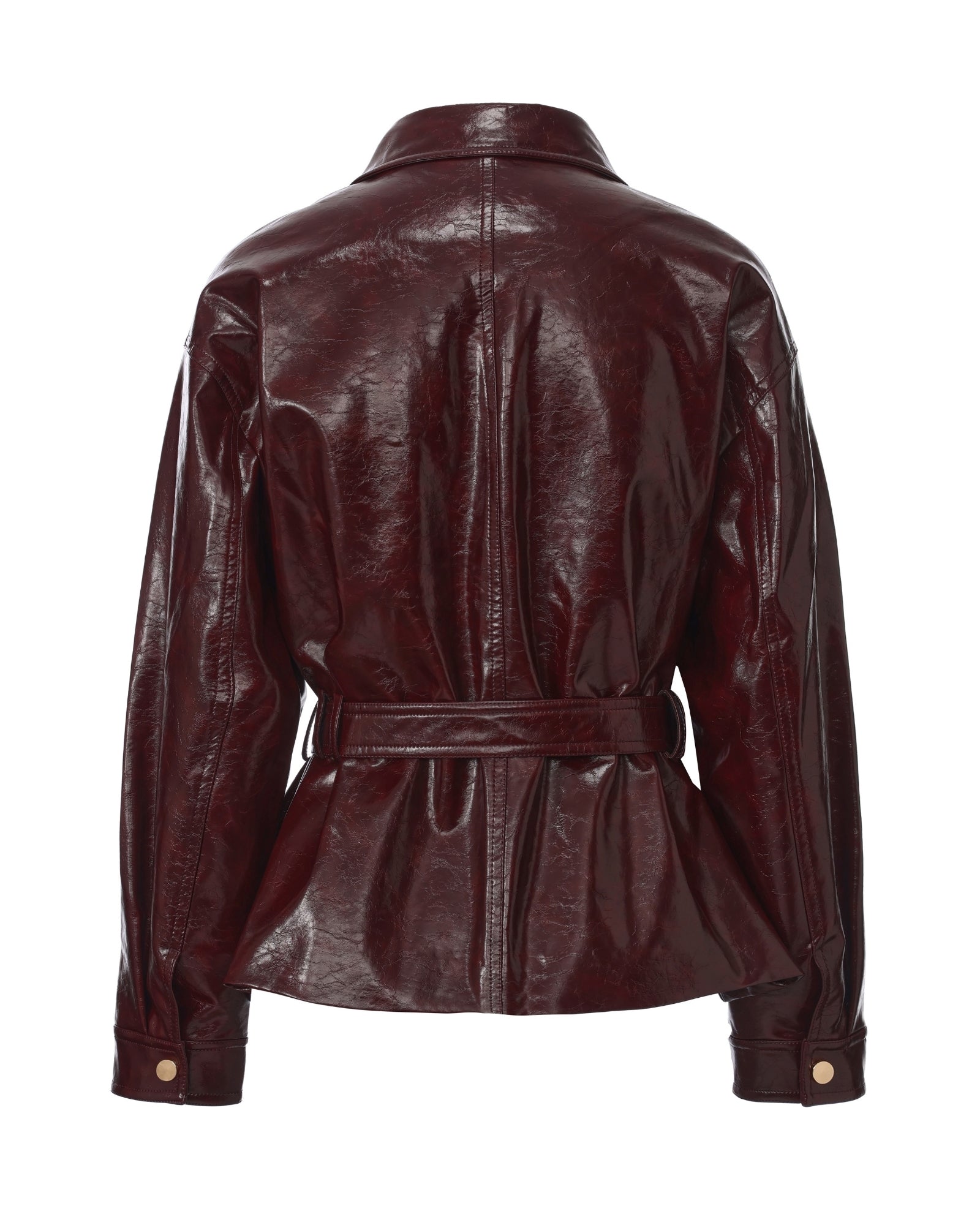 Red leather jacket on a white background