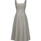 Gray sleeveless midi dress on a white background