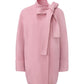 Pink coat with a bow detail on a white background