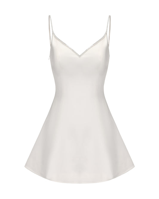 White slip dress on a white background