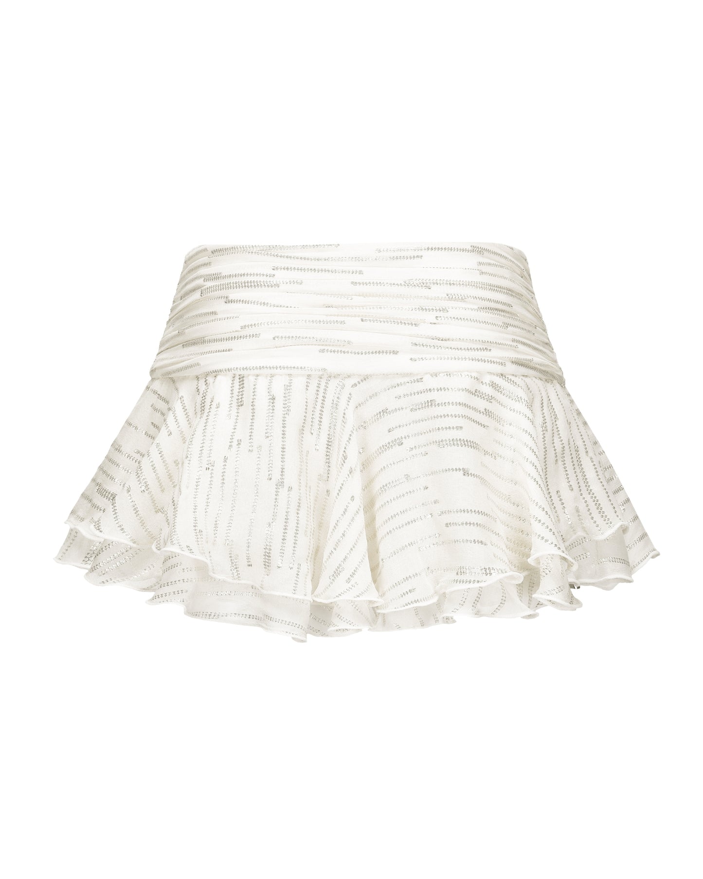 White ruffled skirt on a white background