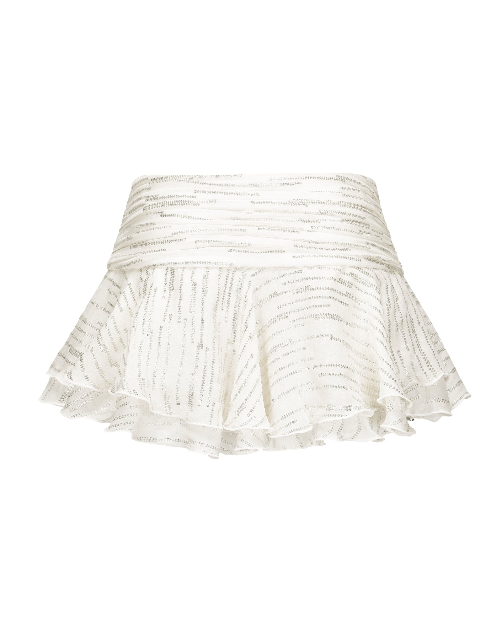 White ruffled skirt on a white background