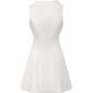 White sleeveless satin mini dress on a white background