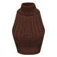 Brown knitted turtleneck crop top on a white background