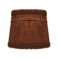 Brown suede mini skirt with fur trim on a white background