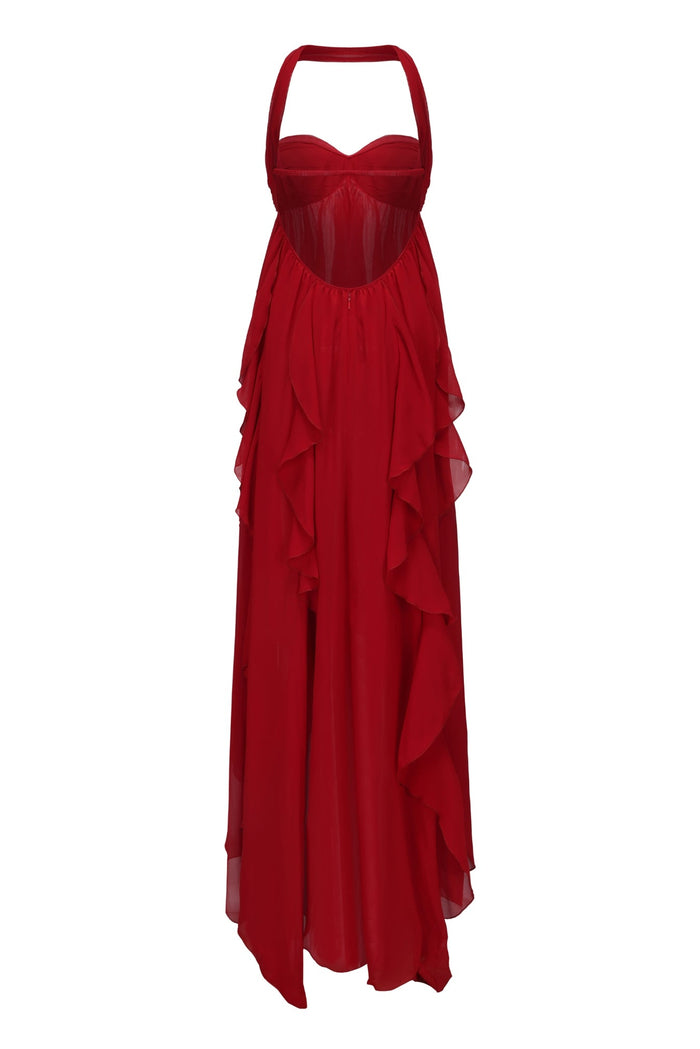 fitted lace wedding dress Mariah Dress: Red Maxi Dress for Formal Wedding Guest
