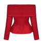 Red off-shoulder top on a white background