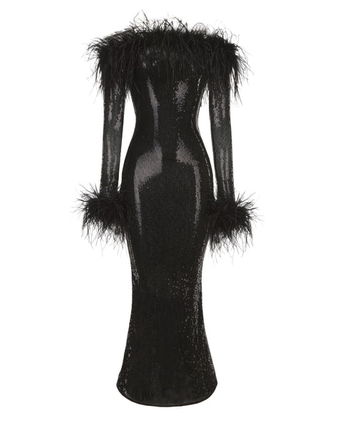 Nana Jacqueline | Women's | Neva Sequin Maxi Dress (Black)