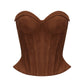 Brown suede corset on a white background