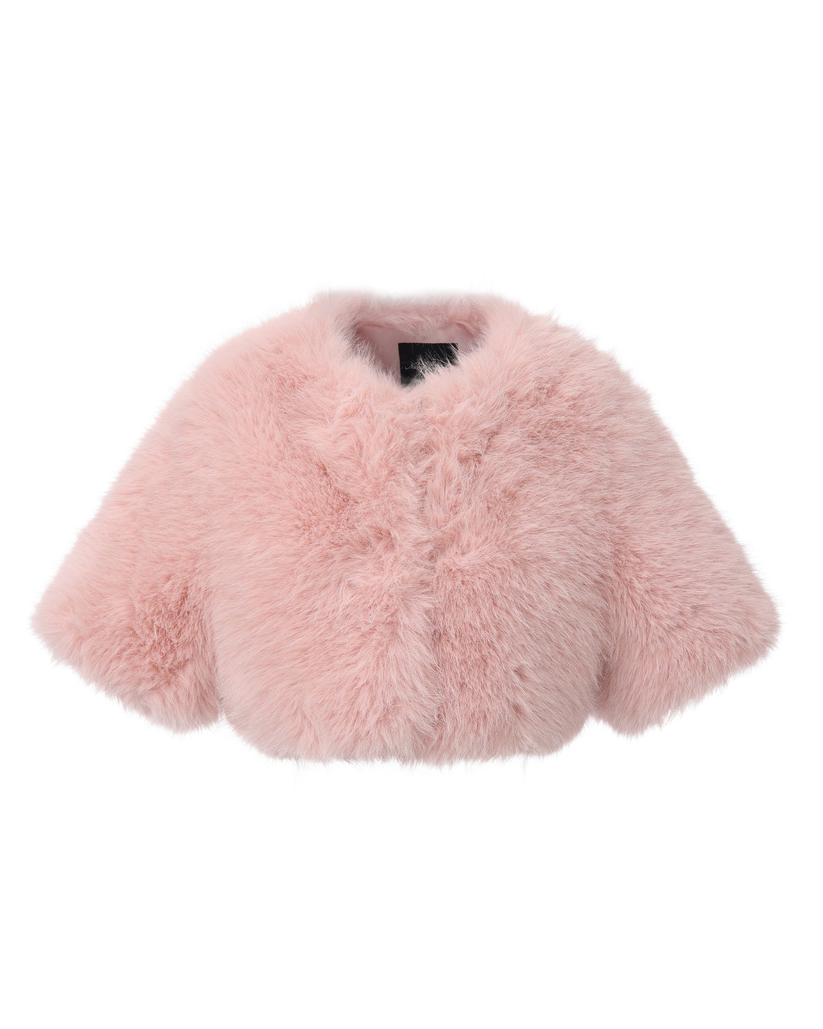 Thalia Cropped Faux Fur Jacket (Pink) | Elegant Faux Fur Jacket