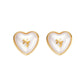 Heart-shaped earrings with gold accents on a white background