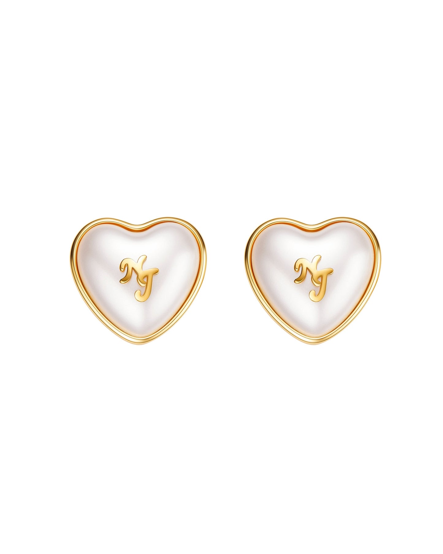 Heart-shaped earrings with gold accents on a white background