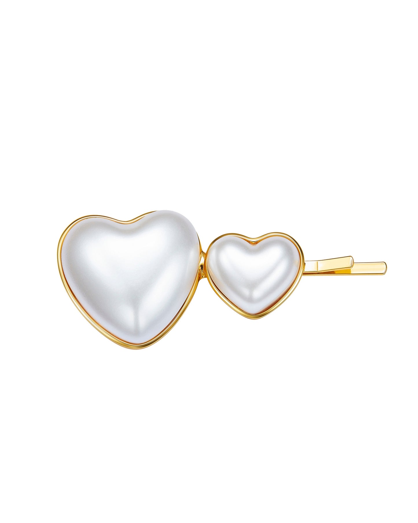 Heart-shaped hair clip with gold outline on a white background