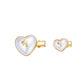 Heart-shaped hair pins with gold and white finish on a white background