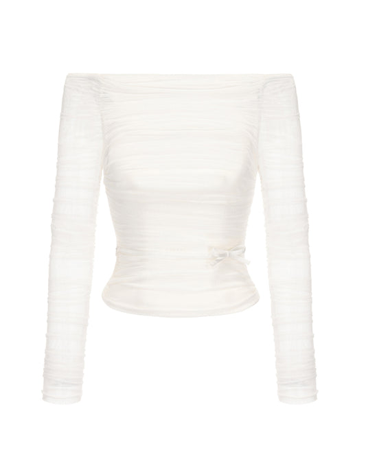 White long-sleeve top on a white background