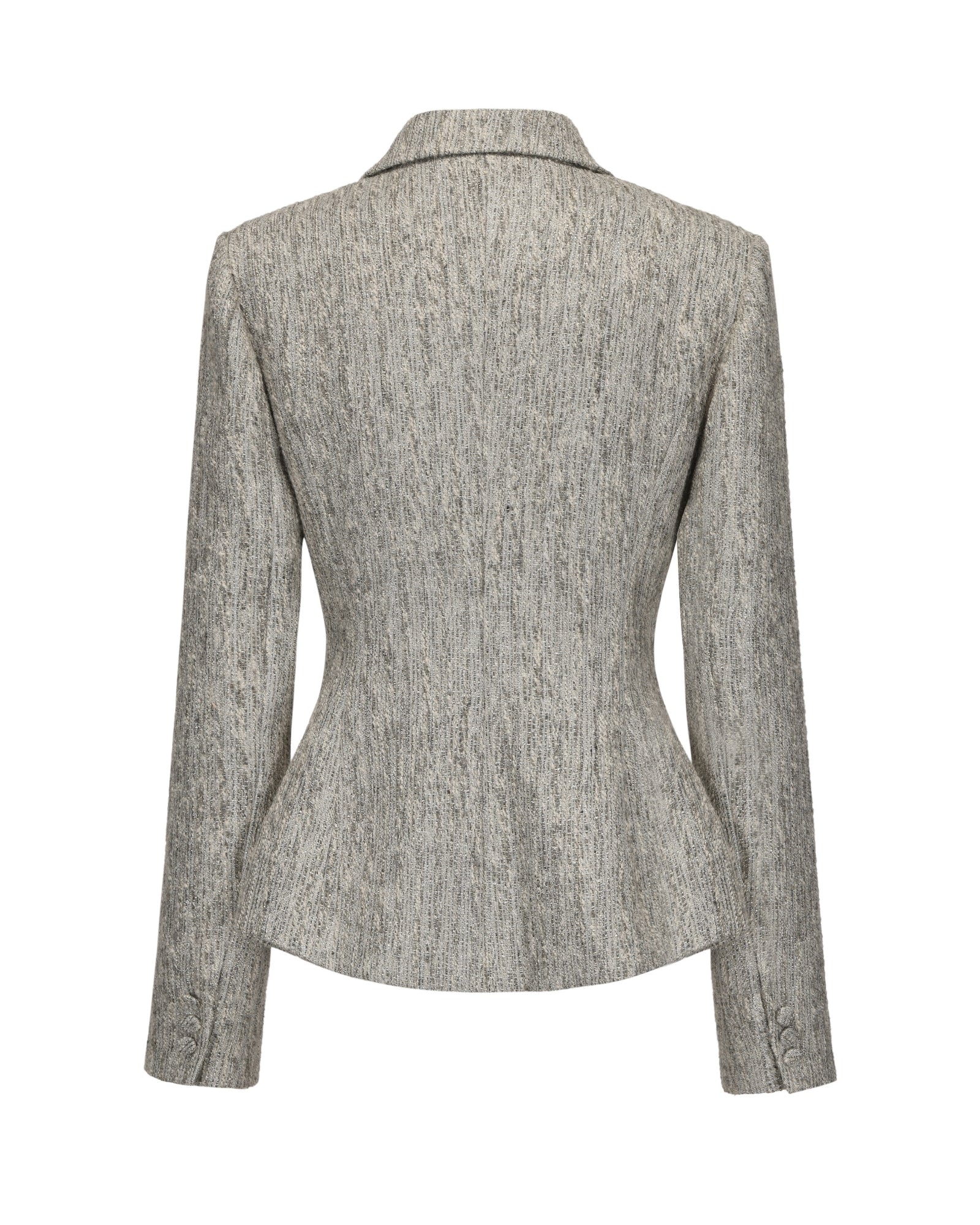 Gray tailored blazer on a white background