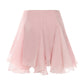 Pink chiffon mini skirt on a white background