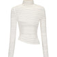 White ribbed turtleneck top for women on a white background