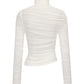 White ribbed turtleneck long sleeve top on a white background