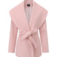 Pink coat with a belt on a white background