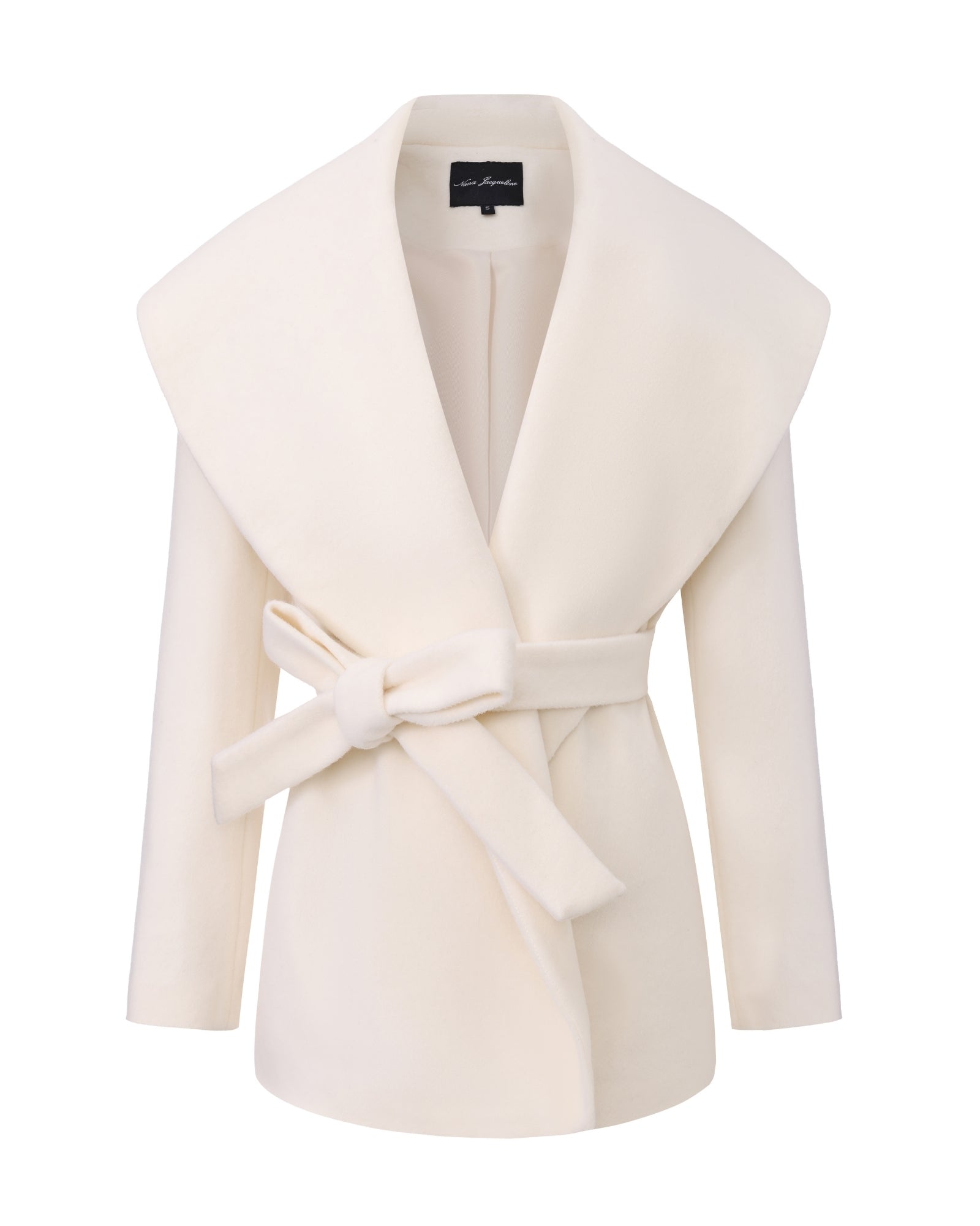 Victoria Bow Coat (White) | Luxury Wool Coat with Back Bow