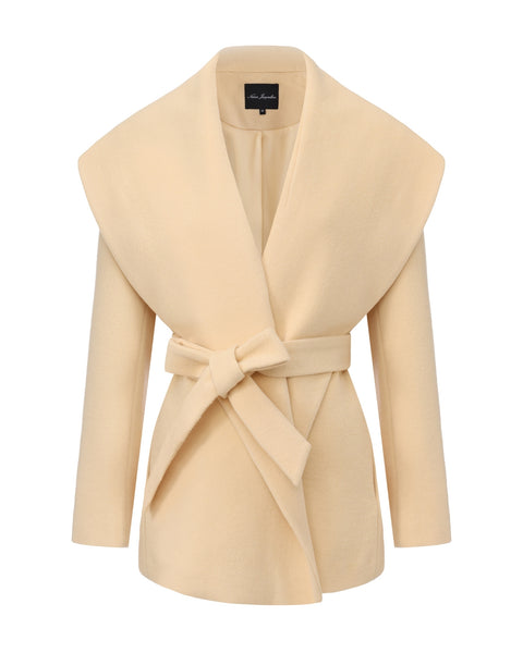 Victoria Bow Coat: Yellow Wrap Coat for Daytime Events | Nana