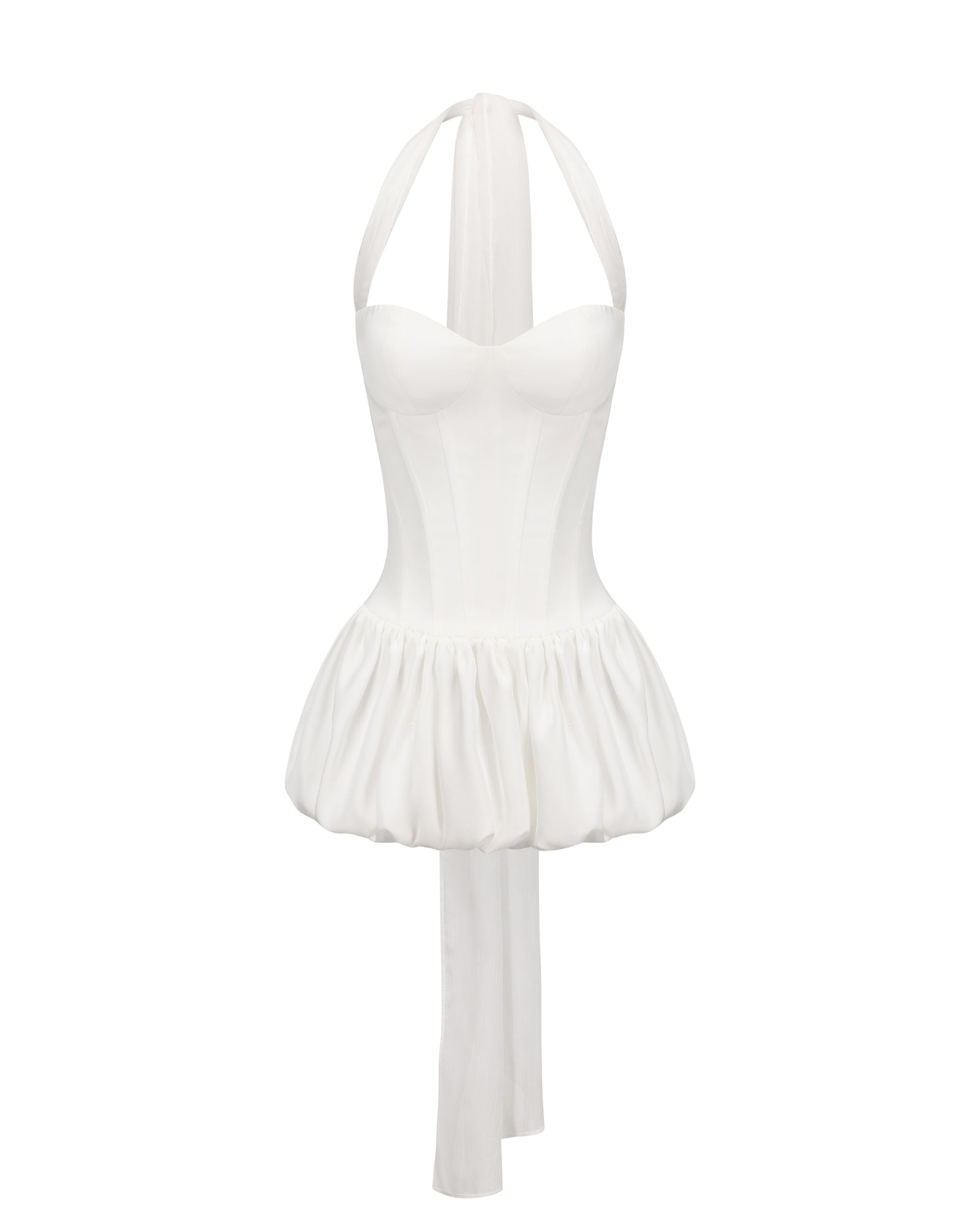 Wendy Dress (White) | White Halter Bubble Mini Dress – Nana