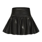 Black leather mini skirt on a white background