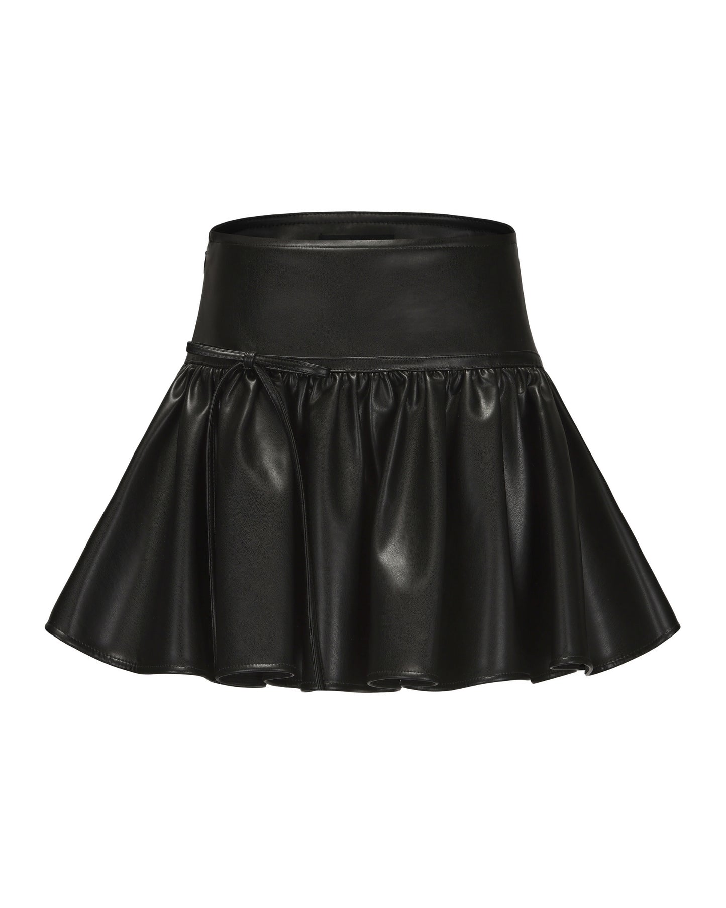 Black leather mini skirt on a white background