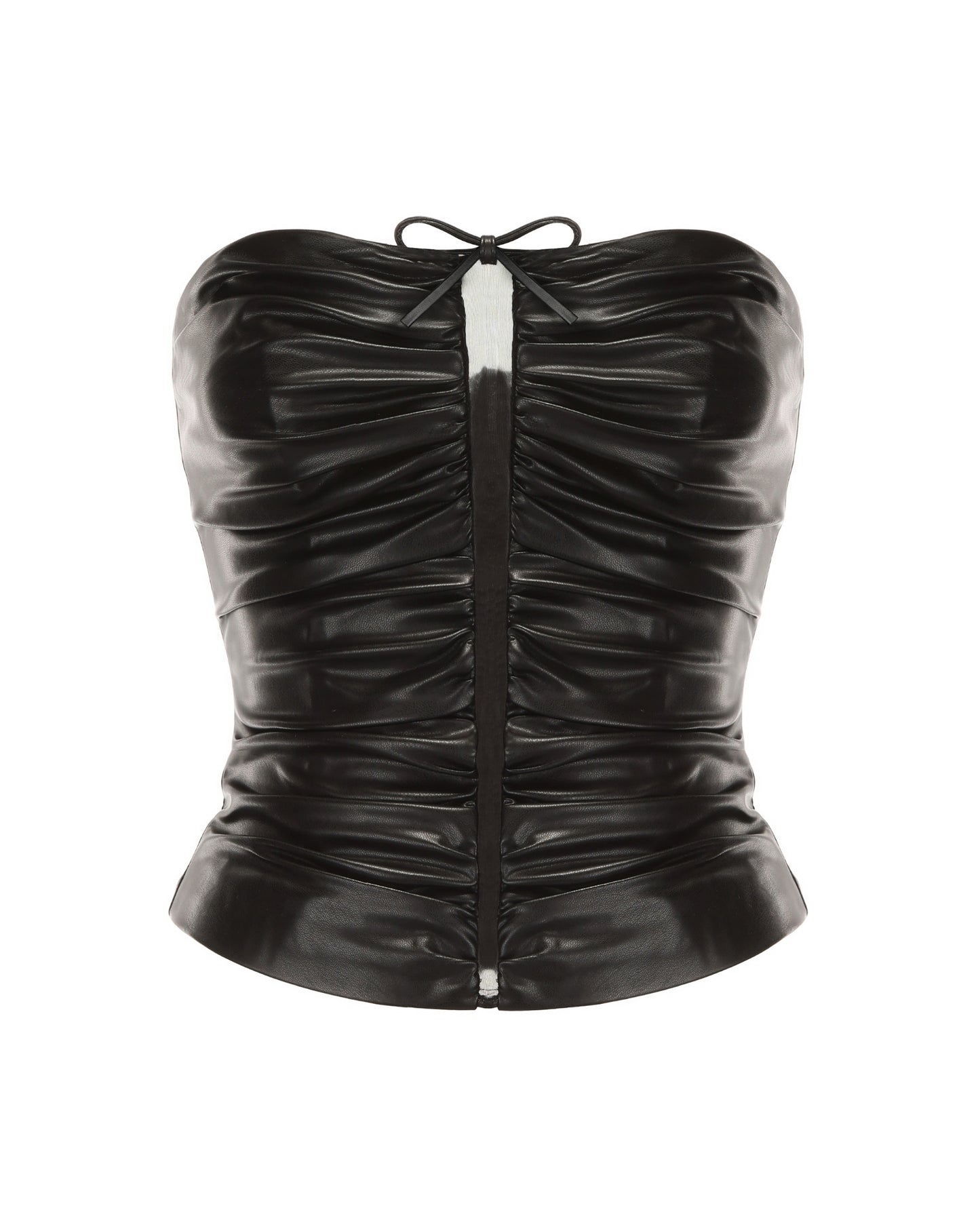 Black leather corset on a white background