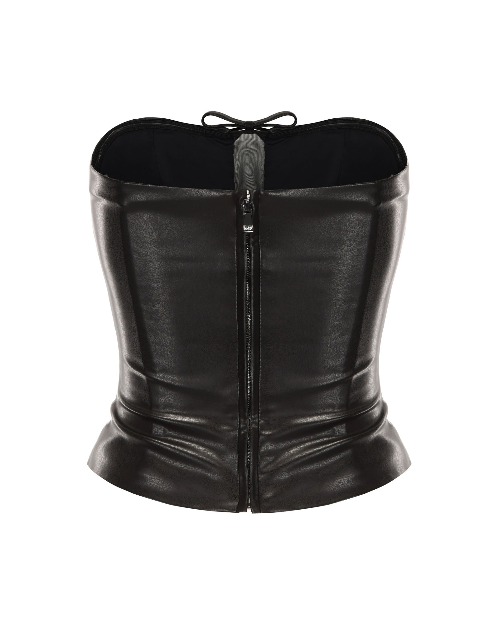 Black leather corset on a white background