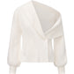 White off-shoulder knit jacket