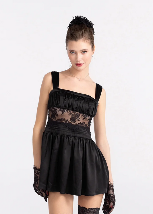 Naomi Lace Satin Mini Dress