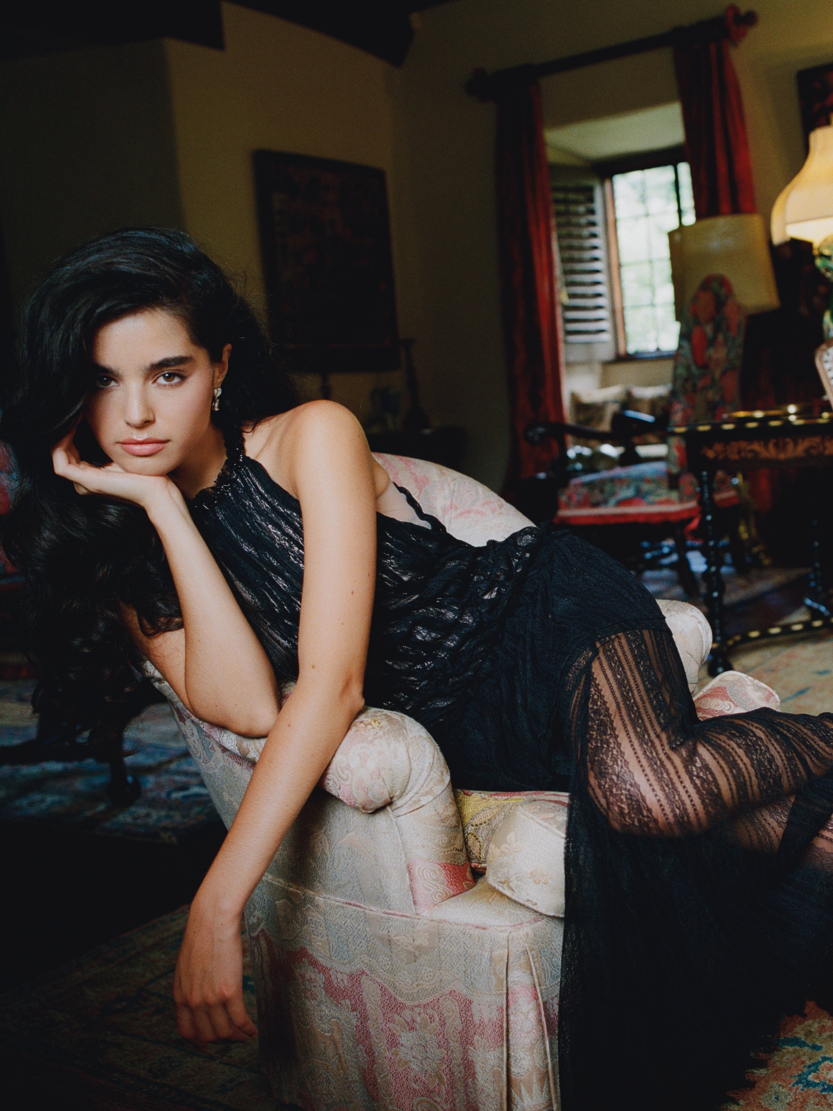 Alondra Beaded Mock Neck Black Dress | Nana Jacqueline