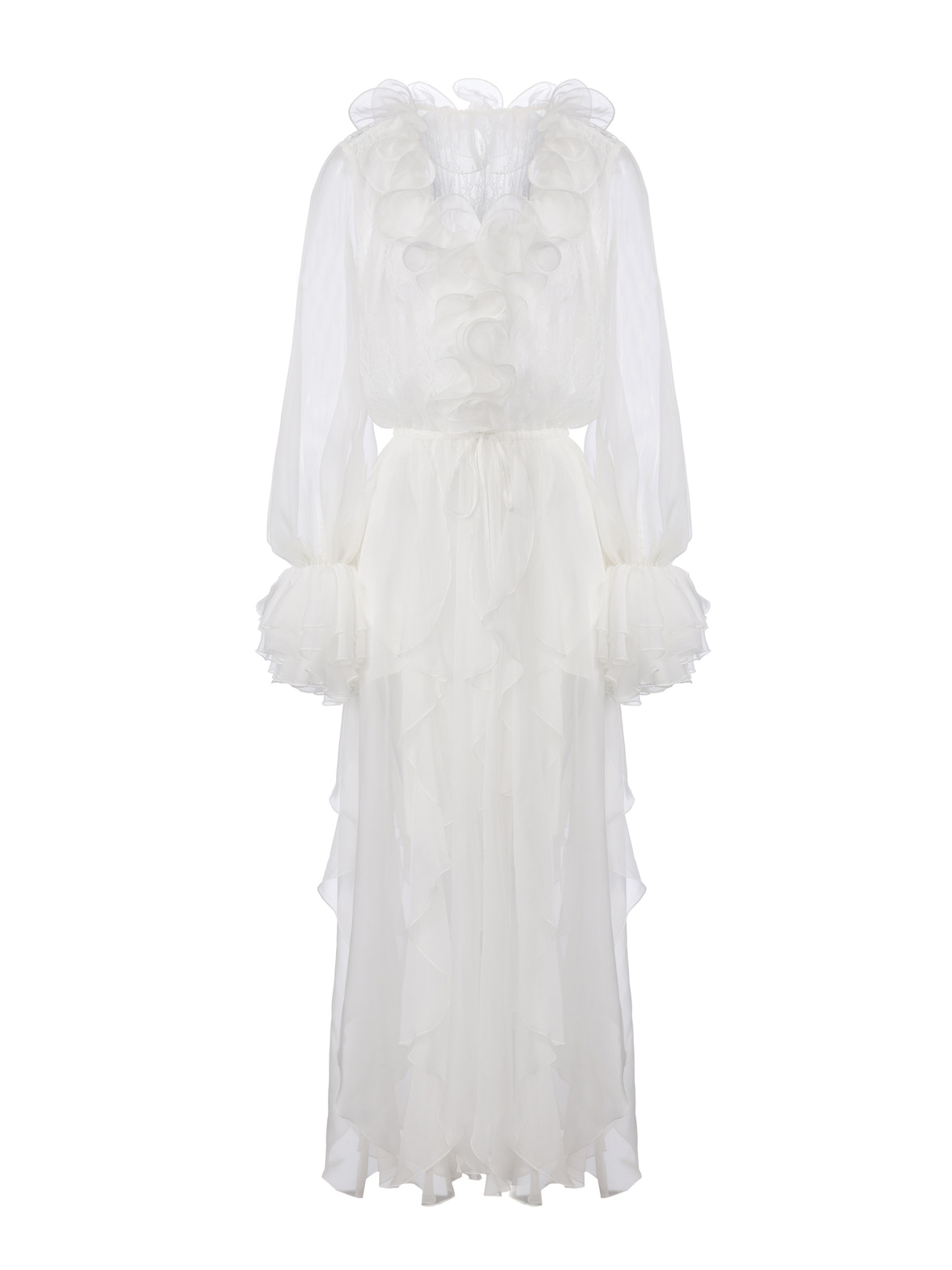 frilly white dress Capri Layered Ruffle White Dress
