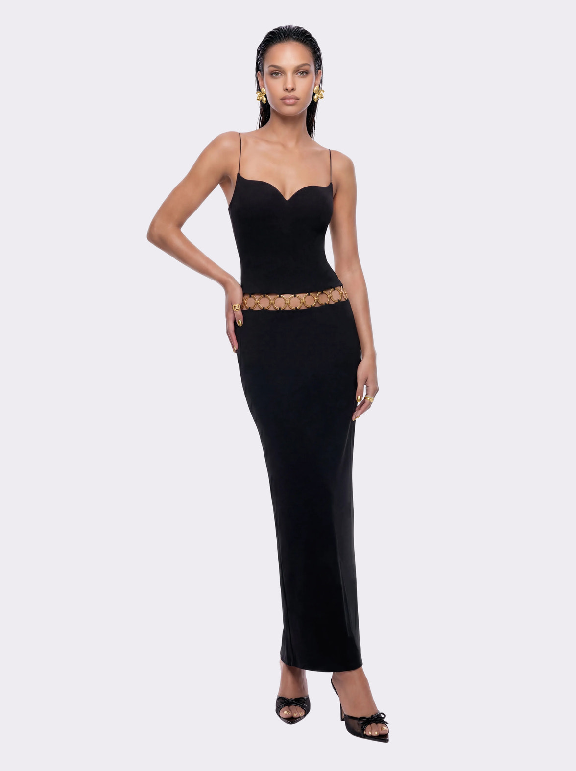 cutout black dress Maxi In two seasonal colourways Michelle Cut Out Maxi Dress