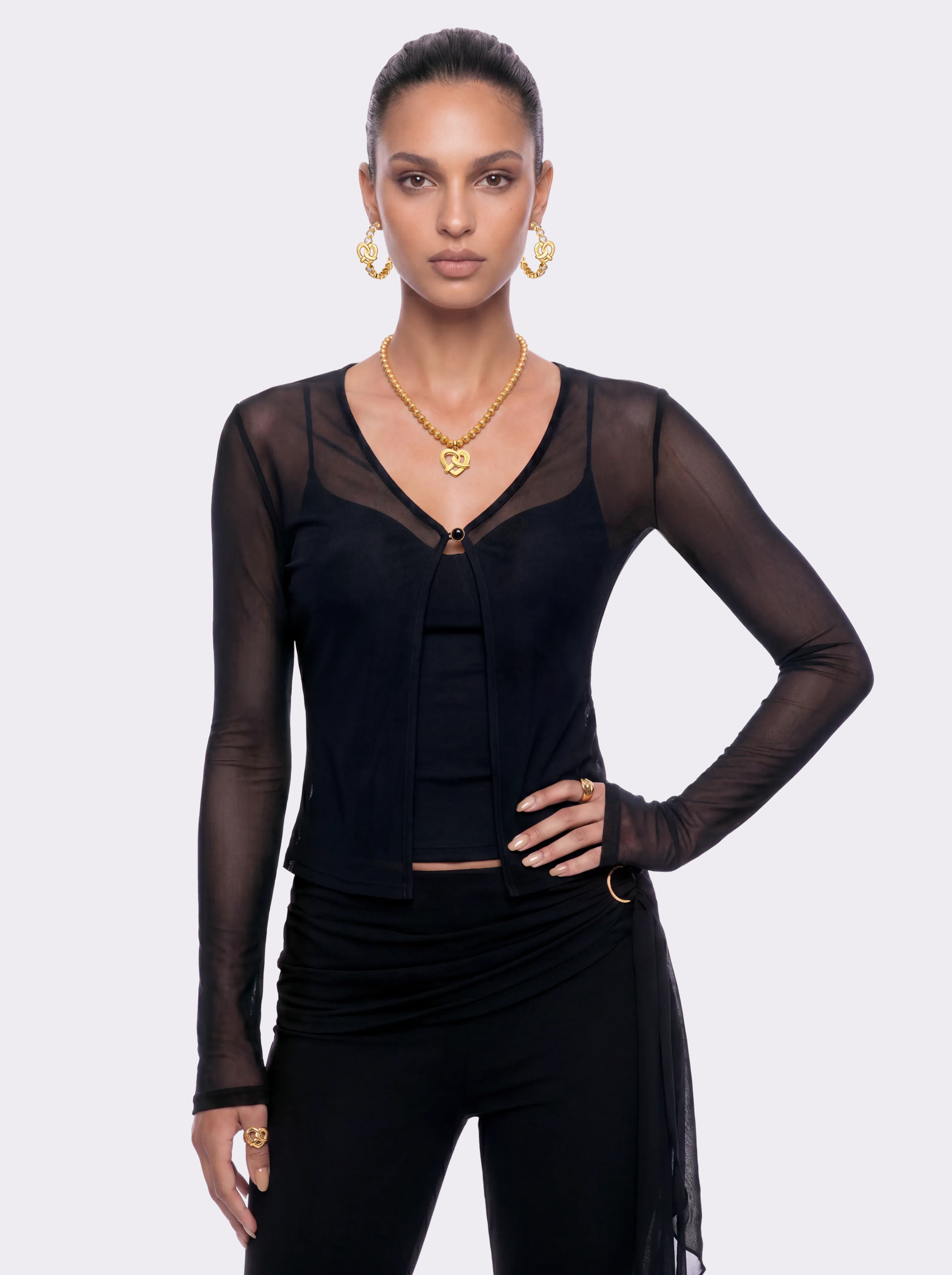 Gabriella Cardigan Top: Black Top for Date Night | Nana Jacqueline