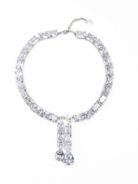 Clara Drop Choker Necklace: Silver Choker for Wedding After-Party
