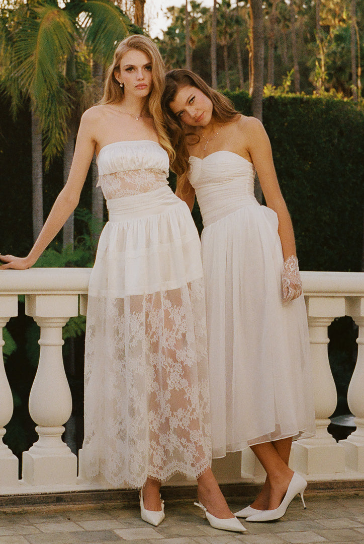 Mara Strapless Lace White Dress