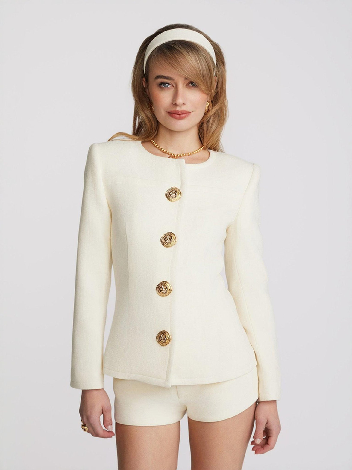 Lisette Ivory Wool Blazer & Shorts Set, product image 1 of 13