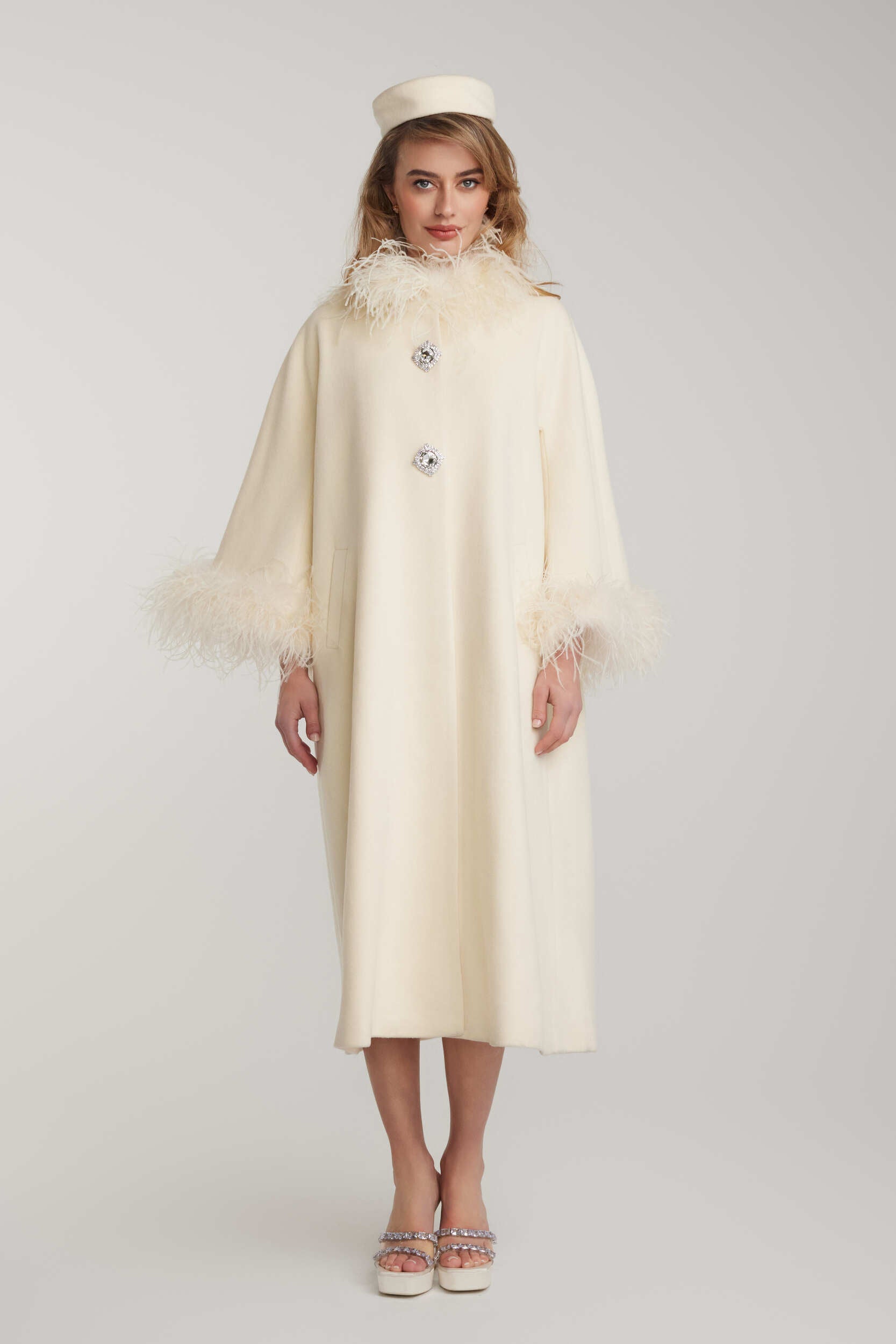 最終値下げ‼️Enewd nina mohair wool ファーダウン Nina Feather Coat: White Coat for Winter Wedding Guest | Nana