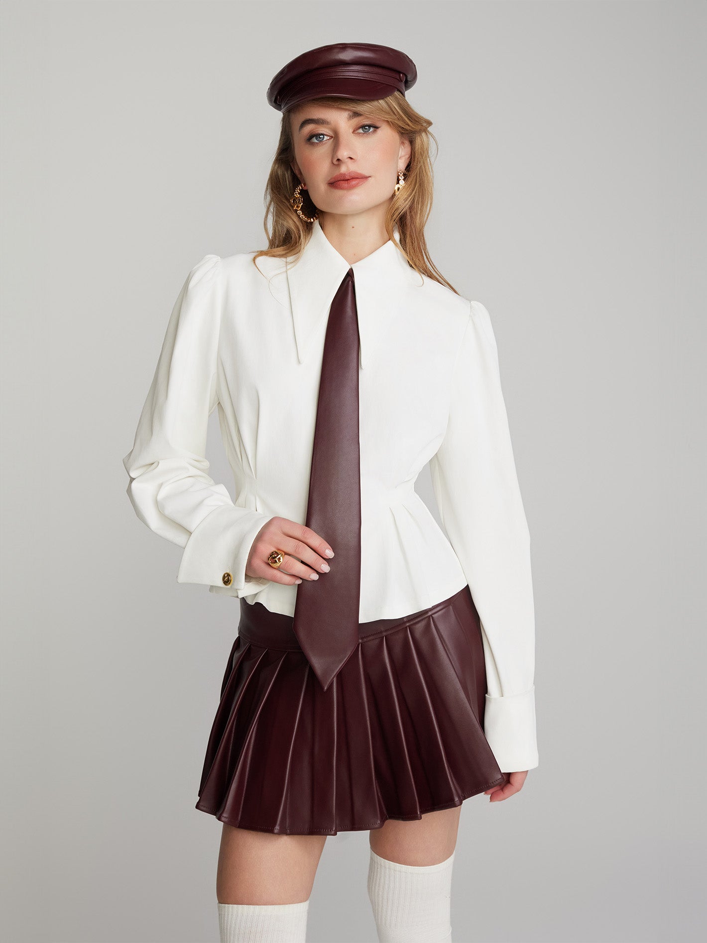 Mirabel Faux Leather Skirt (Brown)