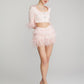Ambre Satin Feather Top (Pink)