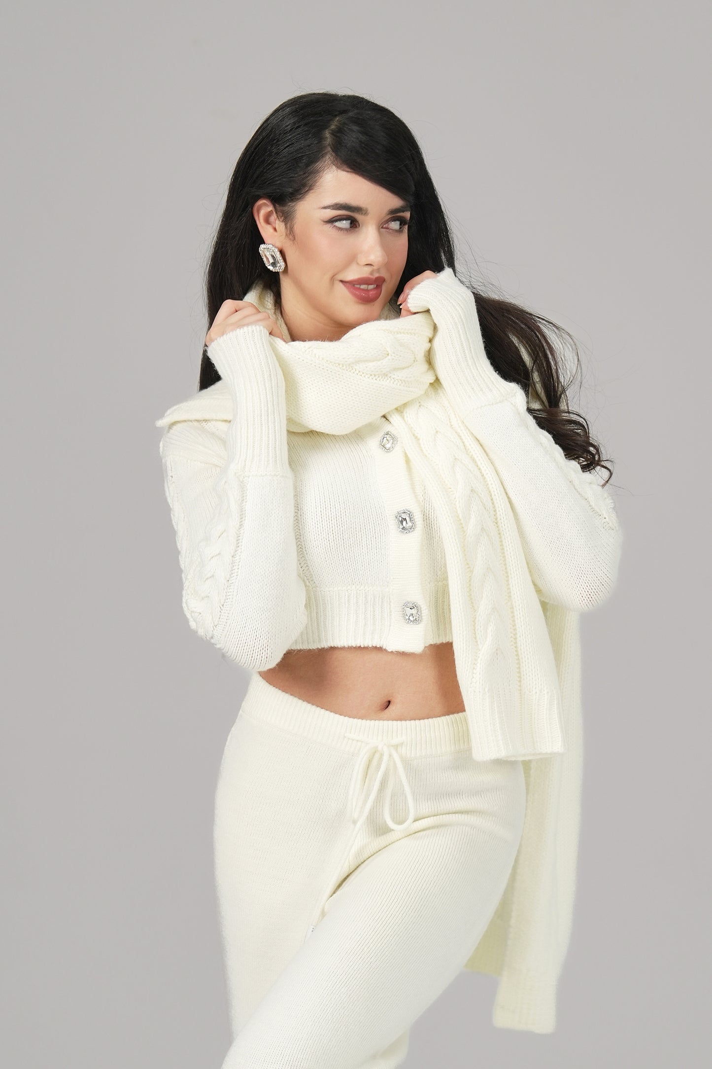 Addison Coat + Scarf Set (White)