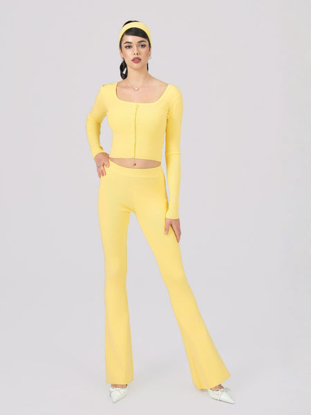 Holly Pants: Yellow Knit Pants for Resort Brunch | Nana Jacqueline