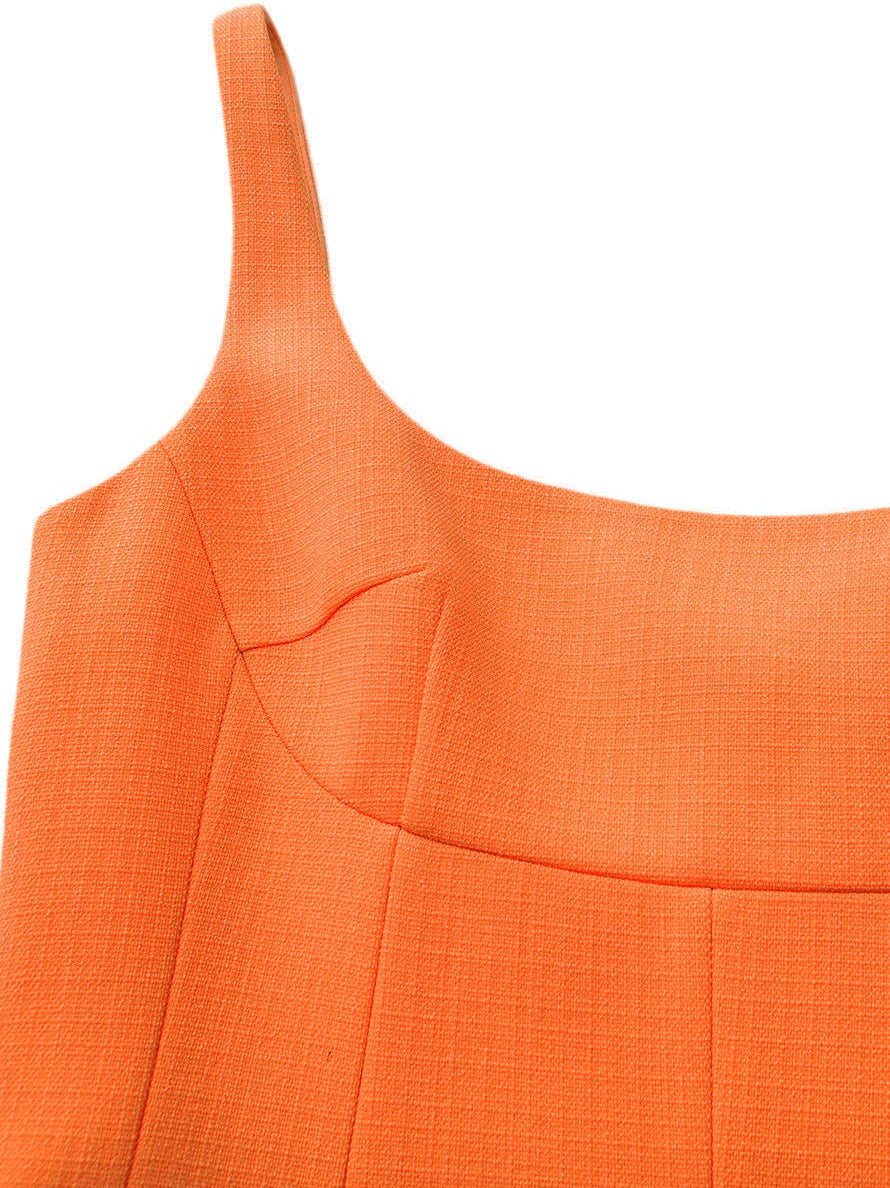 Josephine Square-Neck Orange Midi Dress