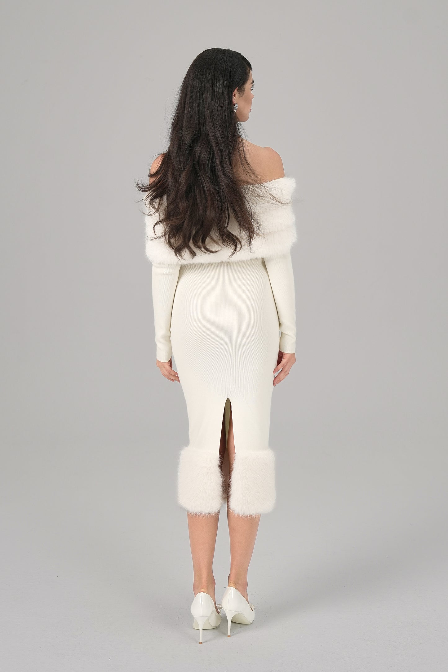 Natalia Fur Dress (White)