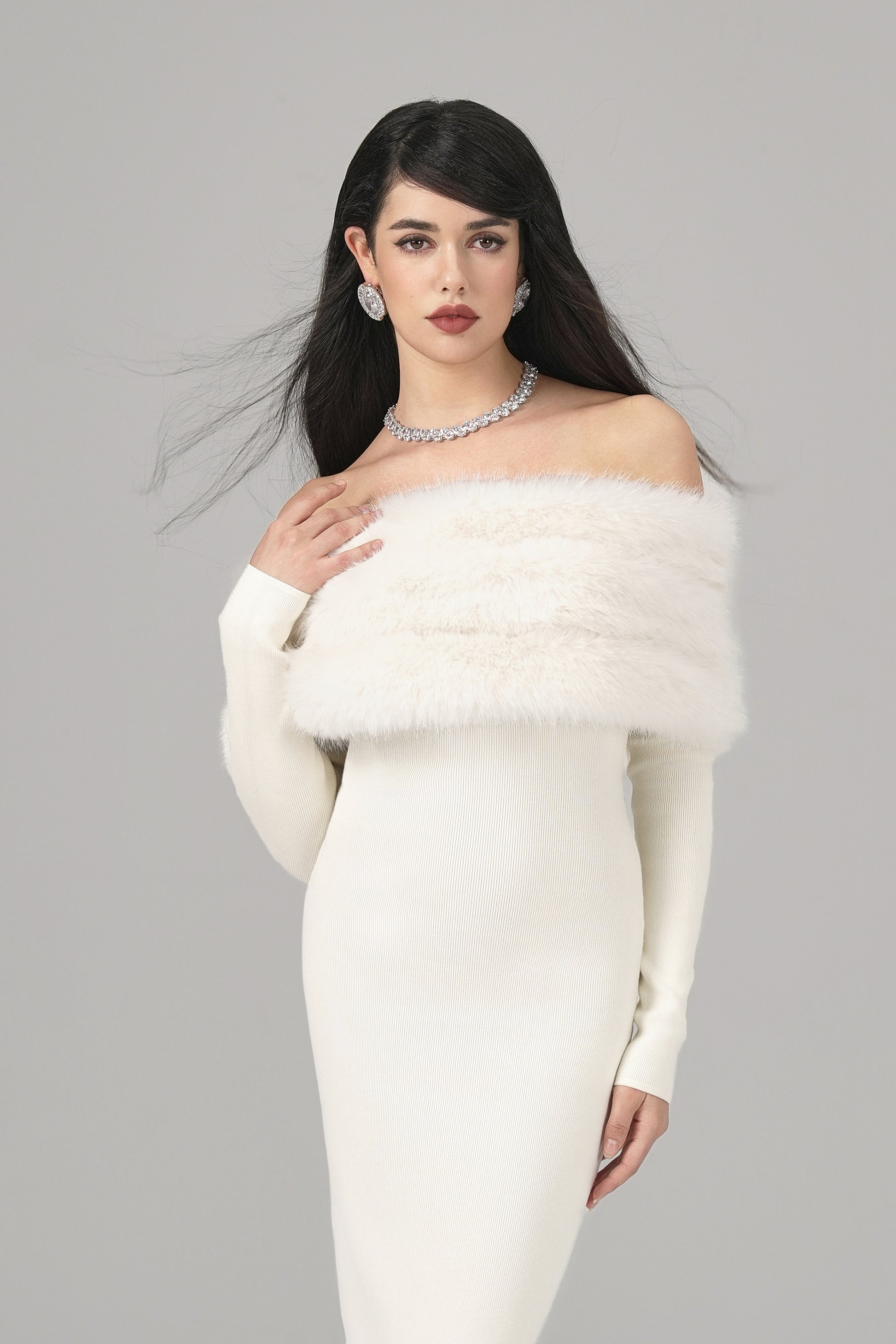 fur dress for winter Stone Aspen Hour Faux Fur Dress