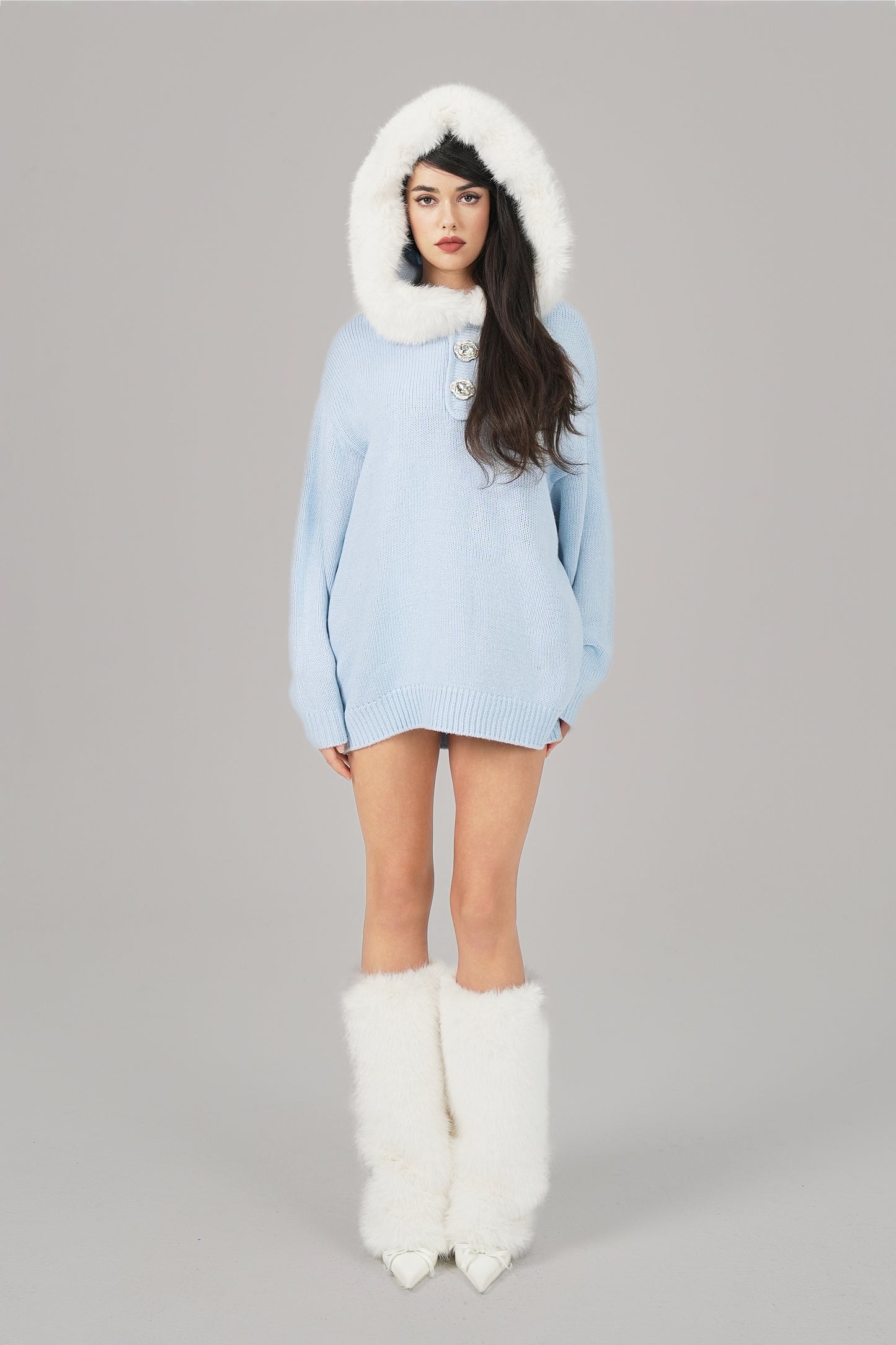 Ava Fur Sweatshirt (Blue)